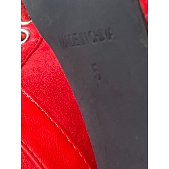 PrettyLittleThing Red Suede Lace Up High Heel Ankle Boots Size 7 - Picture 9 of 12